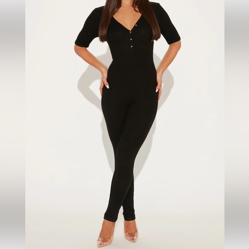 Fashion Nova Fast Love Henley Jumpsuit - XL